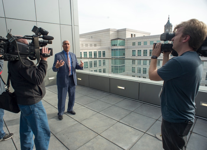 (Rick Egan  |  The Salt Lake Tribune)    Sim Gill, Salt Lake County District Attorney, talks about all the windows and natural light in the new Salt Lake County District Attorney building in Salt Lake City, Friday, March 9, 2018.


