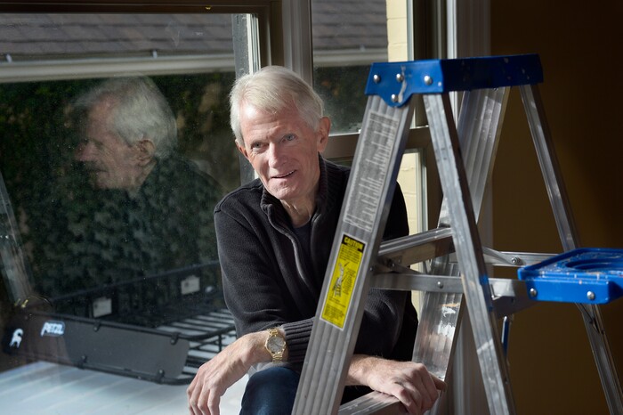 Scott Sommerdorf | The Salt Lake Tribune
Jim Lamm, a New York transplant, was out of work and about to be homeless. No Utah agency could help him. But after a Tribune story describing his plight ran on Dec. 26, the community responded, and now Lamm has lots of work, including painting this Avenues house, Wednesday, January 31, 2018.