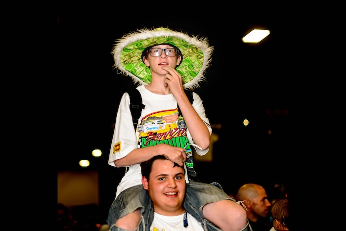 (Trent Nelson | The Salt Lake Tribune)  Faces of cosplayers and normals as the crowds stream into Salt Lake Comic Con, Thursday September 21, 2017.