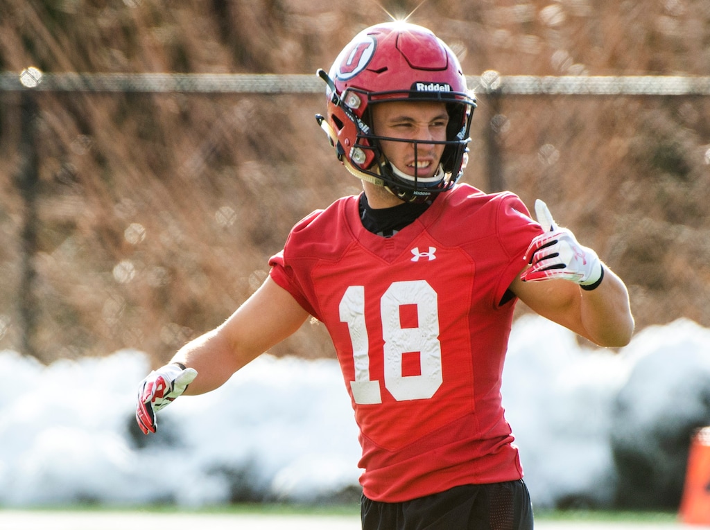 (Rick Egan  |  The Salt Lake Tribune)     Utah Wide Receiver Britain Covey works out during spring practice, Tuesday March 3, 2020