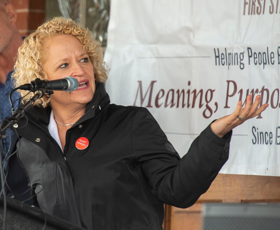 (Rick Egan  |  The Salt Lake Tribune)    Mayor Jackie Biskupski joins representatives from First Step House, Salt Lake County Behavioral Health Services, and the Utah Housing Corporation to break ground on the latest phase of the First Step House Recovery Campus, at 440 South 500 East in Salt Lake City. Friday, March 1, 2019.
