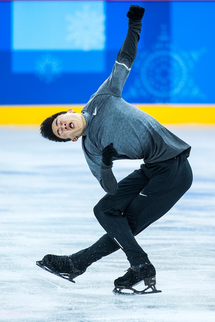 (Chris Detrick | The Salt Lake Tribune) Salt Lake City's Nathan Chen practices his Men's Single Skating Short Program for the Team Event at the Gangneung Ice Arena Thursday, February 8, 2018.