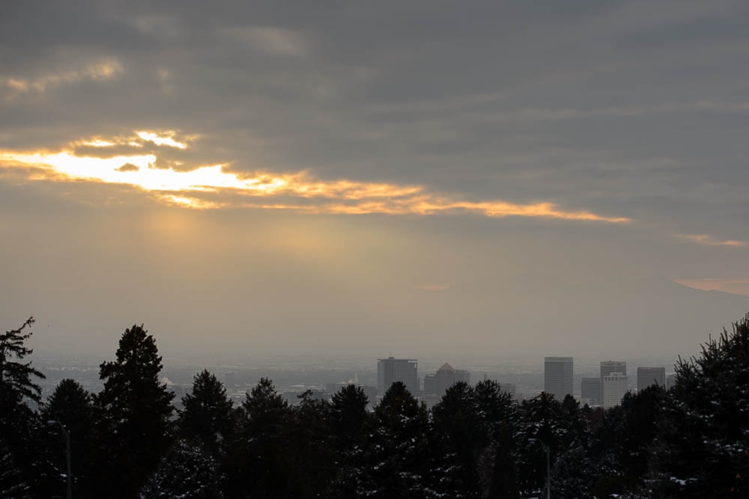 (Trent Nelson | The Salt Lake Tribune)  The Salt Lake City skyline on a hazy day, Thursday Dec. 6, 2018.
