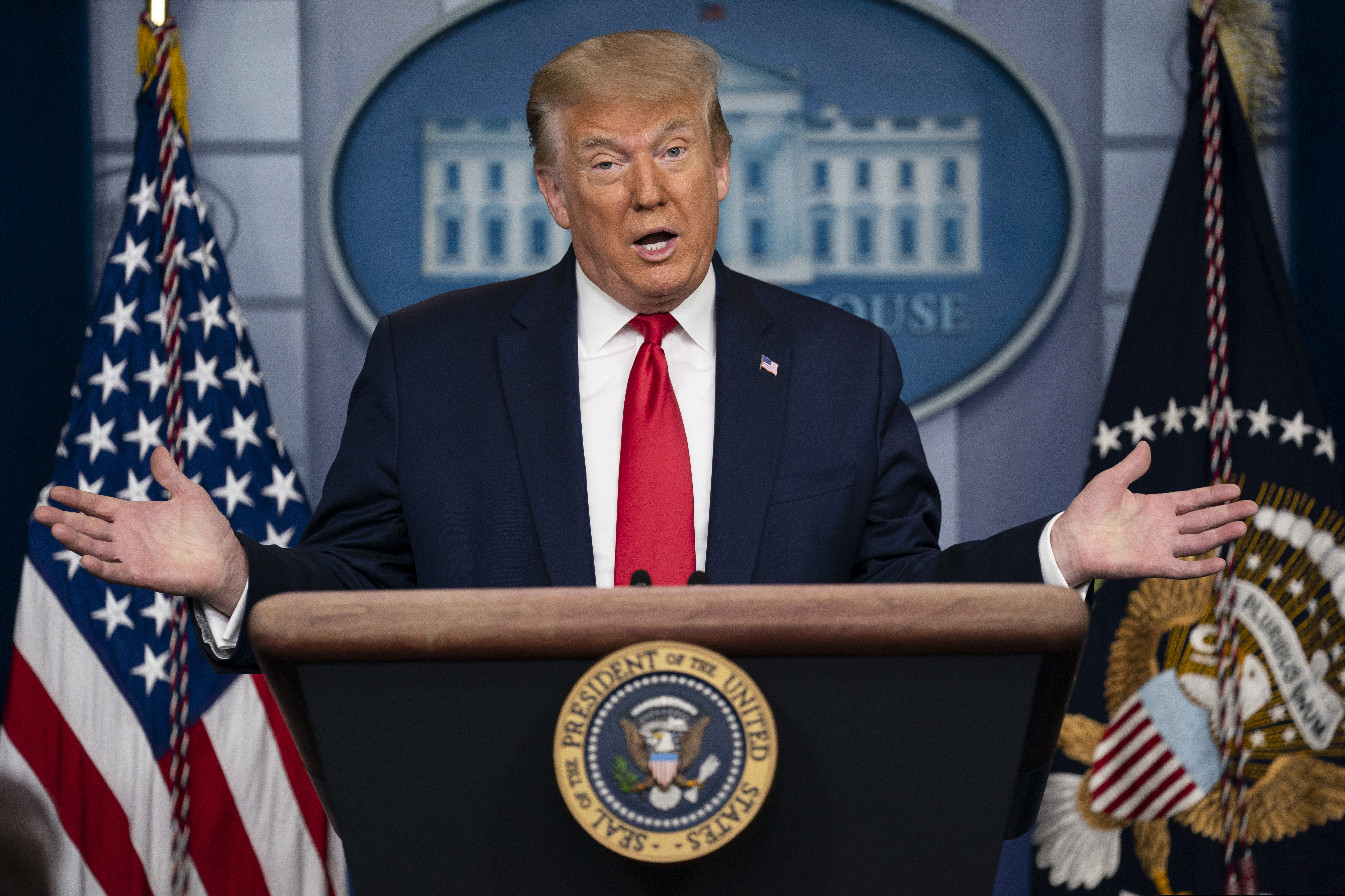 (Evan Vucci | AP file photo)  President Donald Trump speaks during a news briefing at the White House, Thursday, July 2, 2020, in Washington.