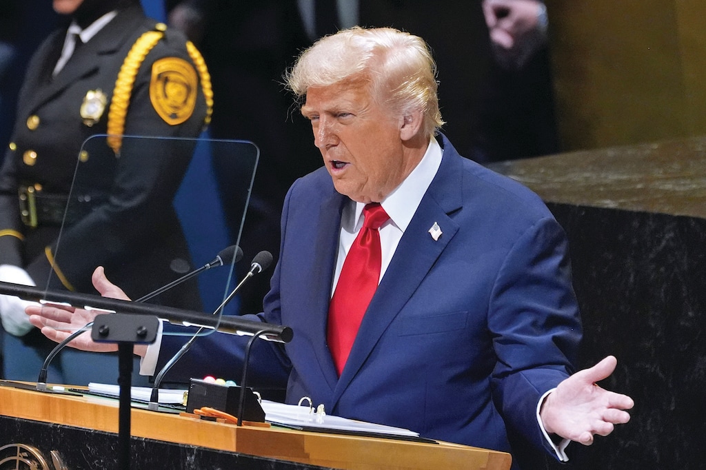 President Donald Trump speaks to the United Nations General Assembly, Tuesday, Sept. 23, 2025, in New York.(AP Photo/Evan Vucci)