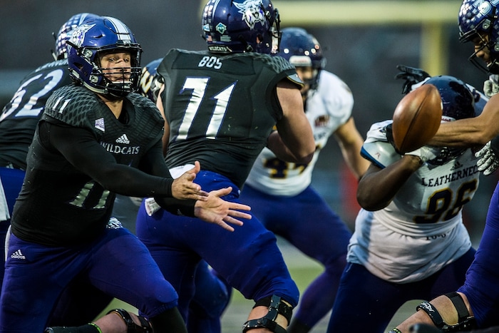 (Chris Detrick  |  The Salt Lake Tribune)  Weber State Wildcats quarterback Stefan Cantwell (11) during the game at Stewart Stadium Saturday, November 25, 2017.  