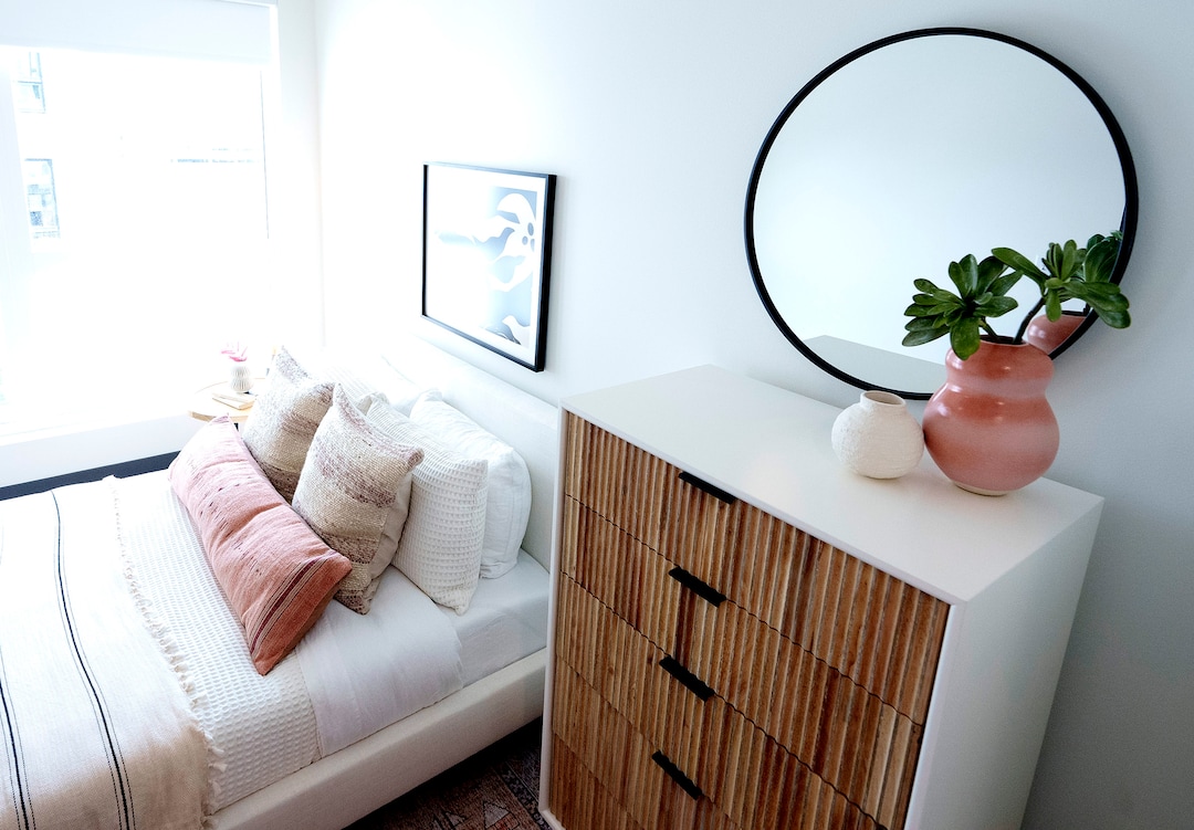 (Leah Hogsten | The Salt Lake Tribune) A two-bedroom, two-bath unit in The Aster, a new complex at 255 S. State, which offers 190 residential and mixed-income units, open-air spaces and community gathering spaces, May 2, 2023.