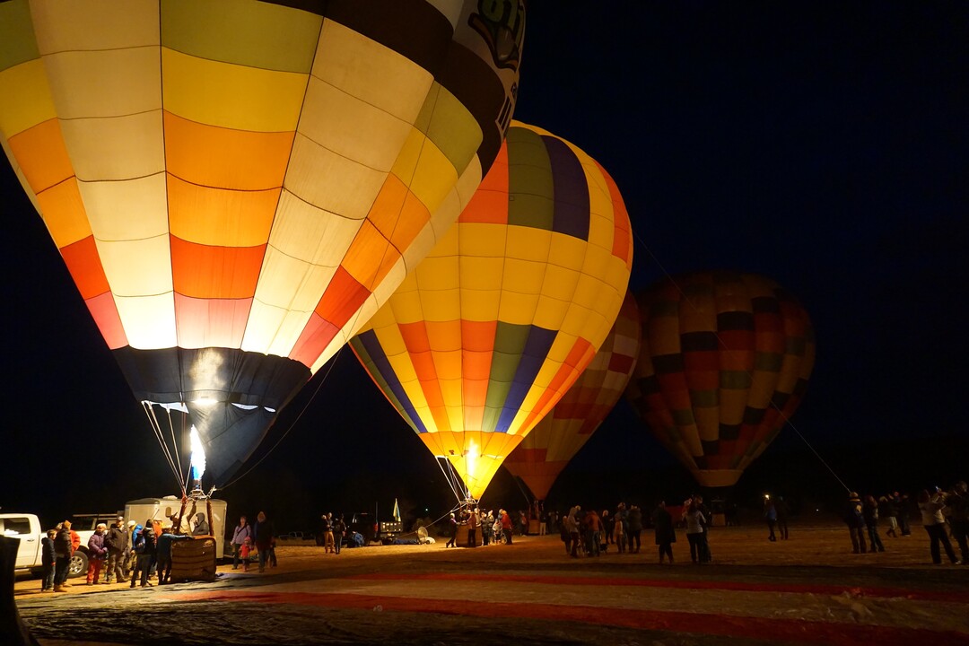 (Zak Podmore | The Salt Lake Tribune) The "glow-in" at the Bluff International Balloon Festival on Saturday, Jan. 18, 2020.