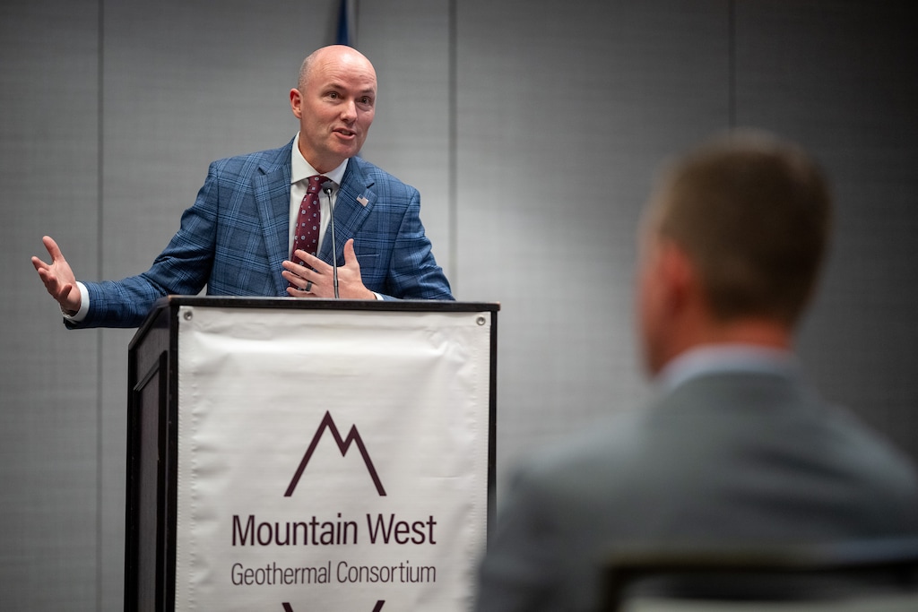 (Trent Nelson  |  The Salt Lake Tribune) Gov. Spencer Cox speaks at a news conference for the Mountain West Geothermal Consortium in Salt Lake City on Wednesday, May 20, 2026.
