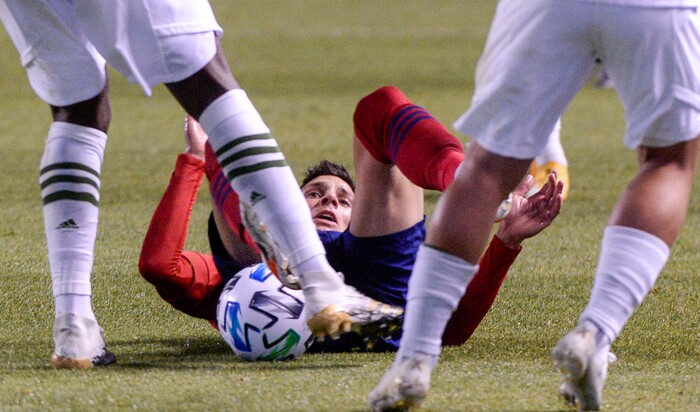 (Leah Hogsten  |  The Salt Lake Tribune) Real Salt Lake midfielder Damir Kreilach (8) hits the pitch as Real Salt Lake hosts the Portland Timbers, Oct. 14, 2020.