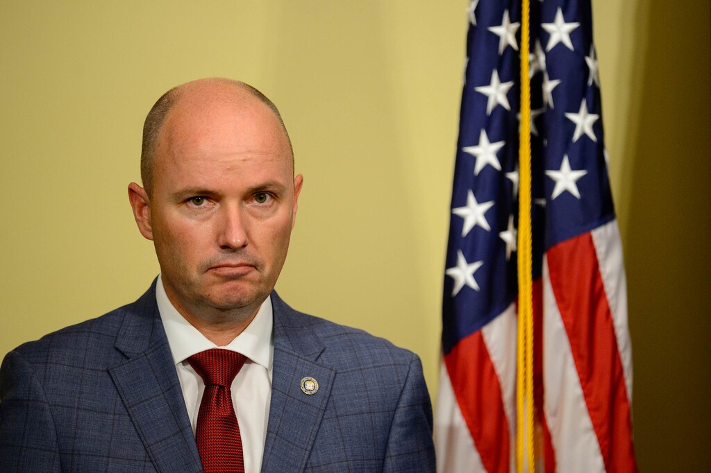 (Trent Nelson  |  The Salt Lake Tribune) Lt. Gov. Spencer Cox speaks at a news conference in Salt Lake City on Thursday, May 28, 2020.