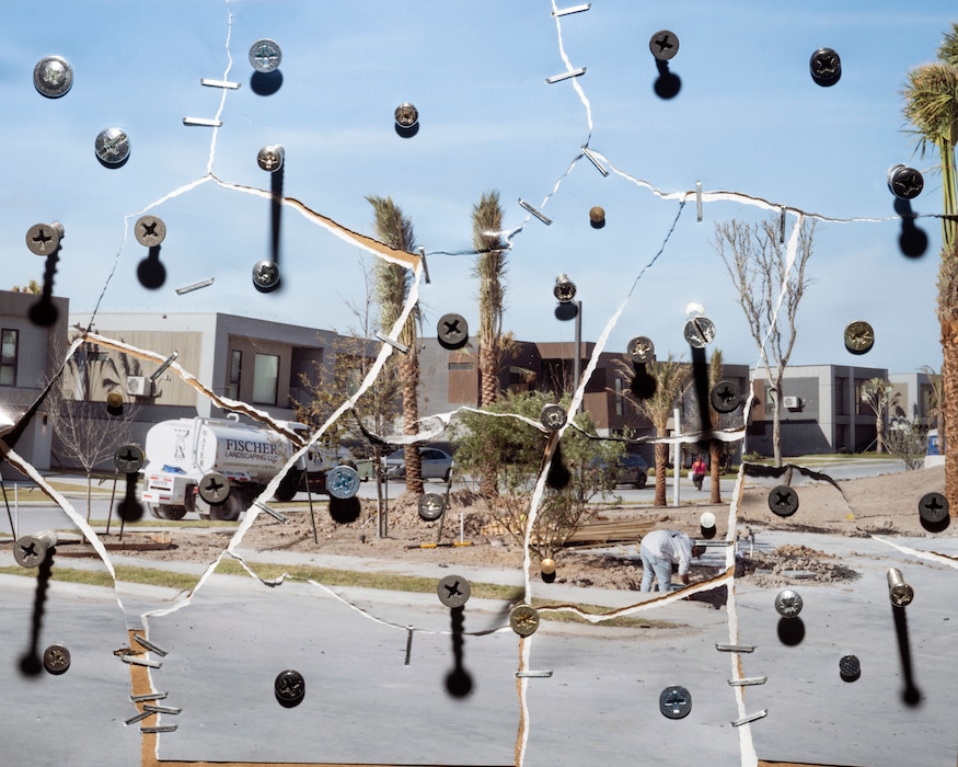 A collage of images showing areas of Starbase, Texas, the city that Elon Musk built on America’s ragged hem at the southern border as the home for SpaceX. (Tam Stockton/The New York Times)
