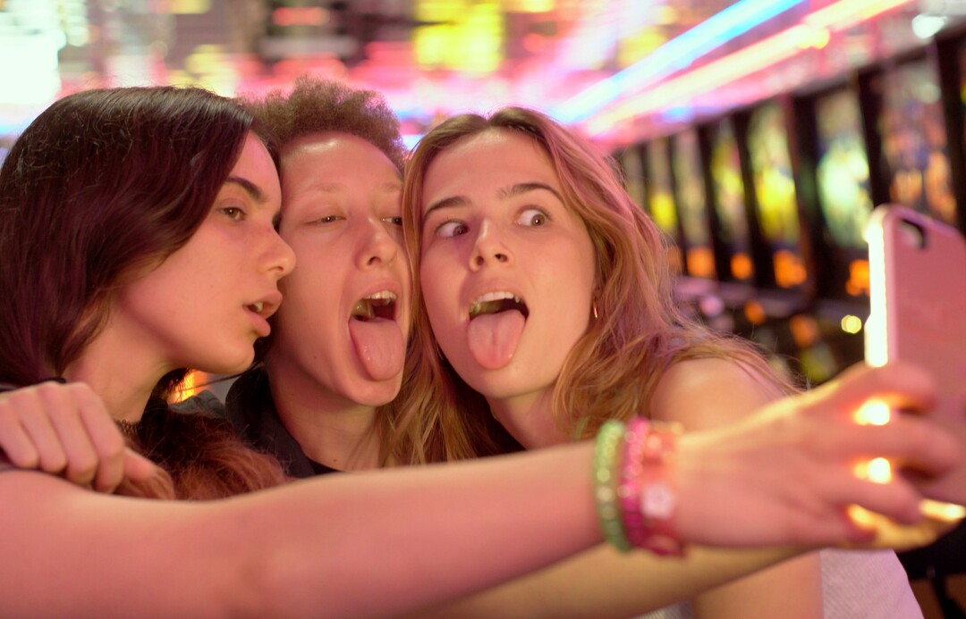 (Courtesy The Orchard) Three teenage girls (played by, from left, Dylan Gelula, Maya Eshet and Zoey Deutch) conspire to exact revenge on an accused pedophile in "Flower."