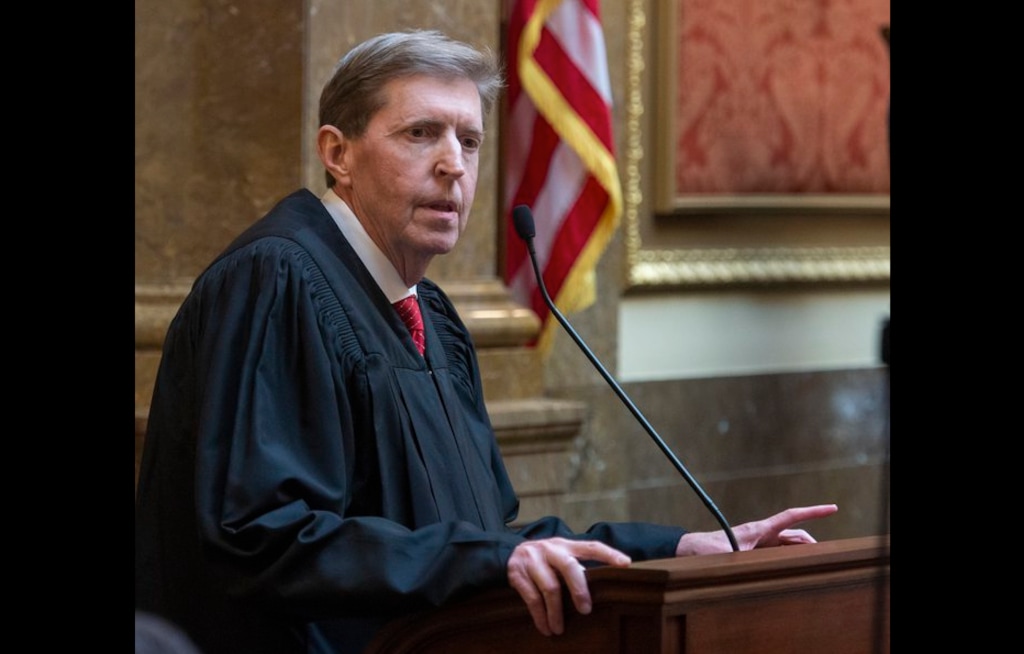 (Rick Egan | Tribune file photo) Matthew B. Durrant, Chief Justice of the Utah Supreme Court and Chair of the Utah Judicial Council, gives his State of the Judiciary Address in the House of Representatives on Jan. 28, 2019. On Monday, he tweaked some orders governing court operations during the pandemic.