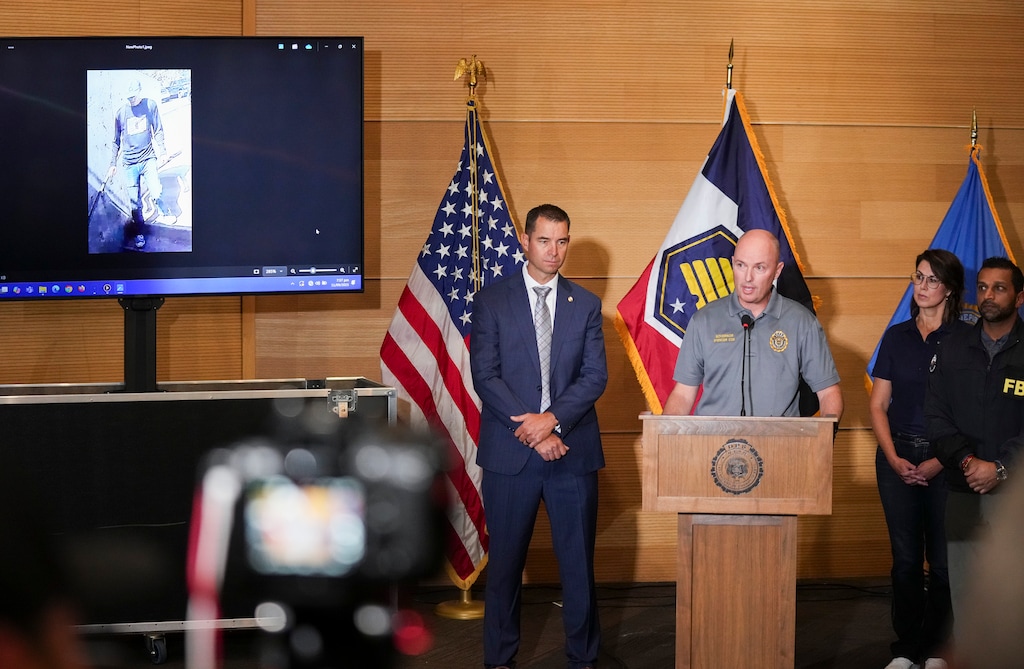 (Bethany Baker | The Salt Lake Tribune) Gov. Spencer Cox speaks during a news conference about the investigation into the Wednesday shooting death of Charlie Kirk at Utah Valley University in Orem on Thursday, Sept. 11, 2025.