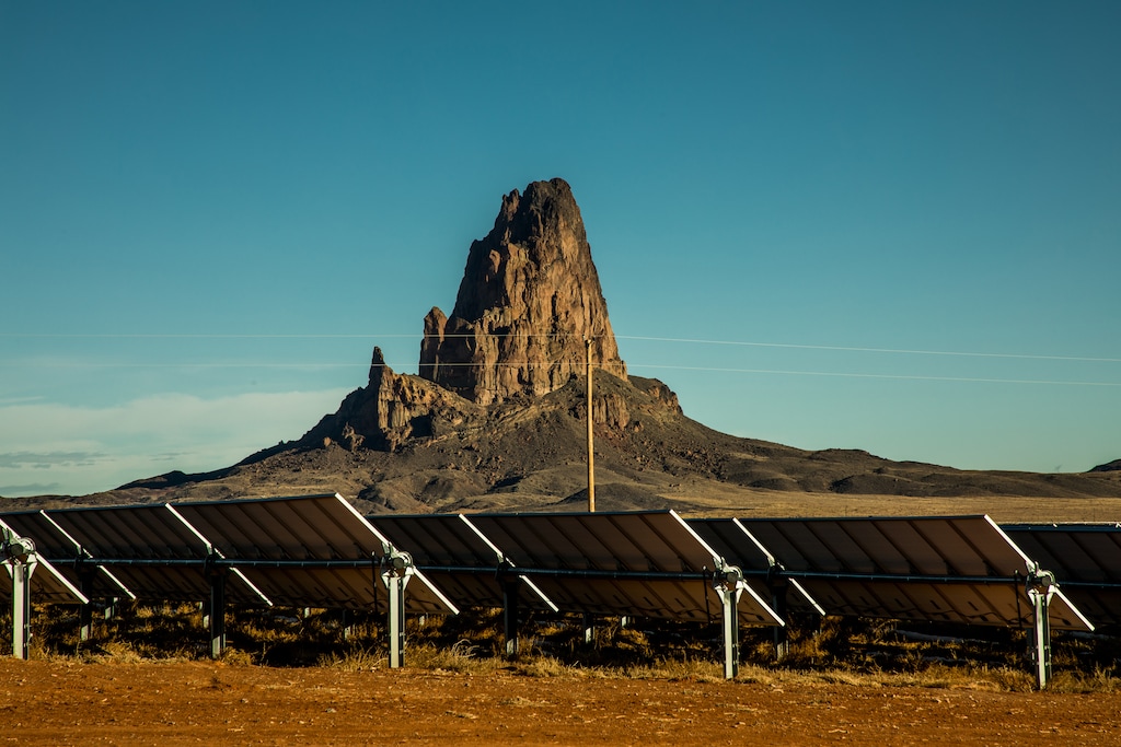 (Christie Hemm Klok | The New York Times) The Kayenta Solar Plant on the Navajo Reservation in Kayenta, Ariz. on Jan. 21, 2020. President Joe Biden will announce a suite of executive actions on Wednesday, Jan. 27, to combat climate change, two people familiar with his plans said, including a ban on new oil and gas drilling on federal land.