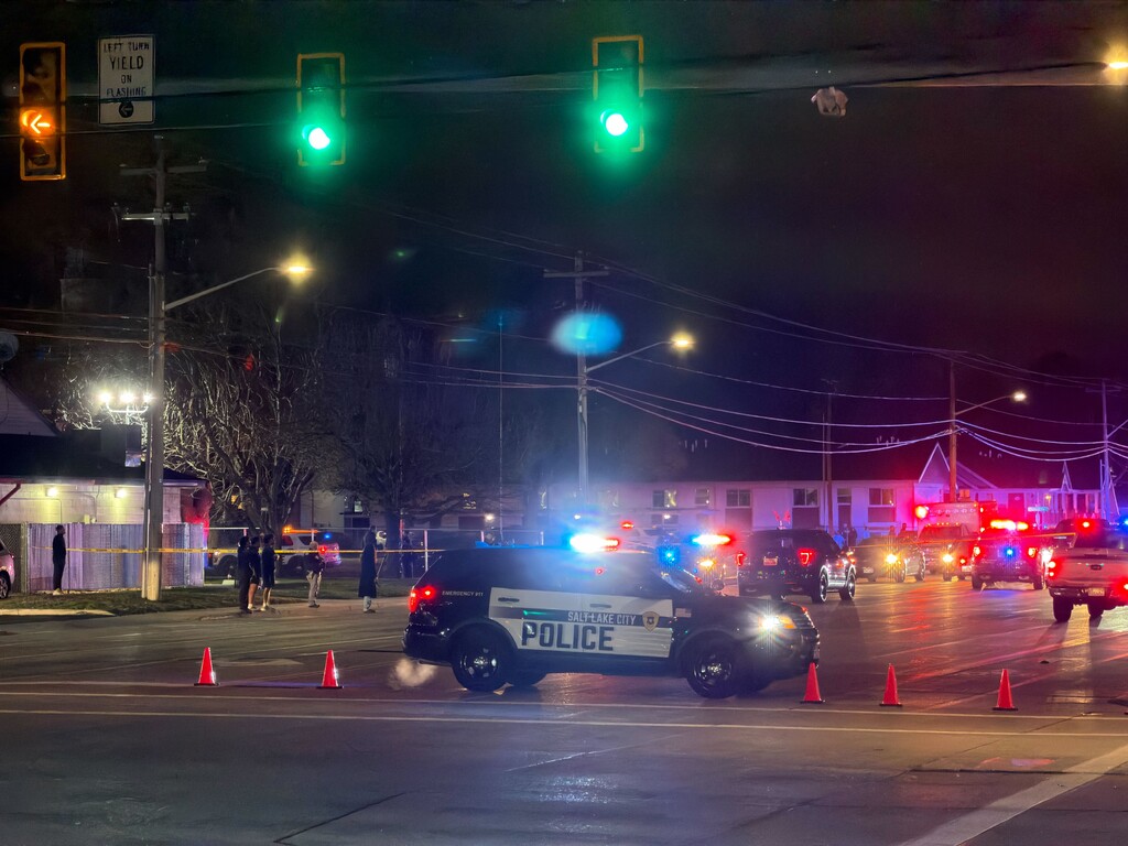 (Chris Samuels | The Salt Lake Tribune) Police respond to a shooting at a Latter-day Saint church in Salt Lake City on Wednesday, Jan. 7, 2026. A month after the shooting, authorities have not yet identified a suspected shooter or shooters.