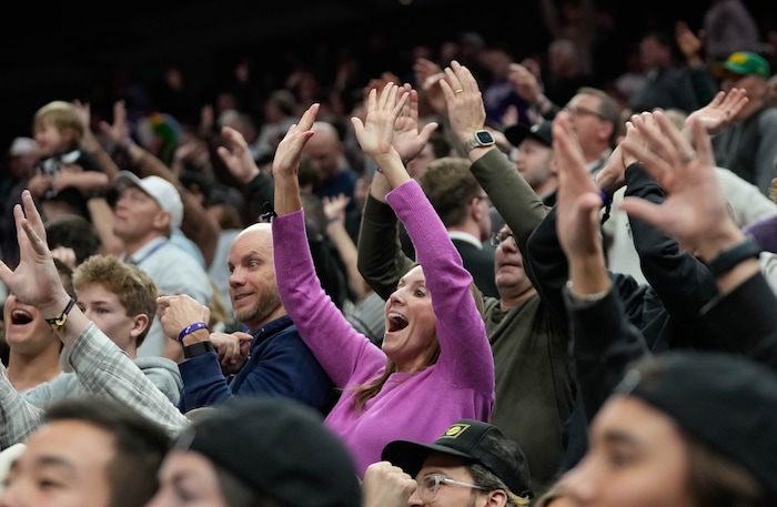 (Francisco Kjolseth  | The Salt Lake Tribune) The Utah fans get loud as the Utah Jazz host the Orlando Magic during NBA basketball at the Delta Center in Salt Lake City on Saturday, February. 1, 2025.