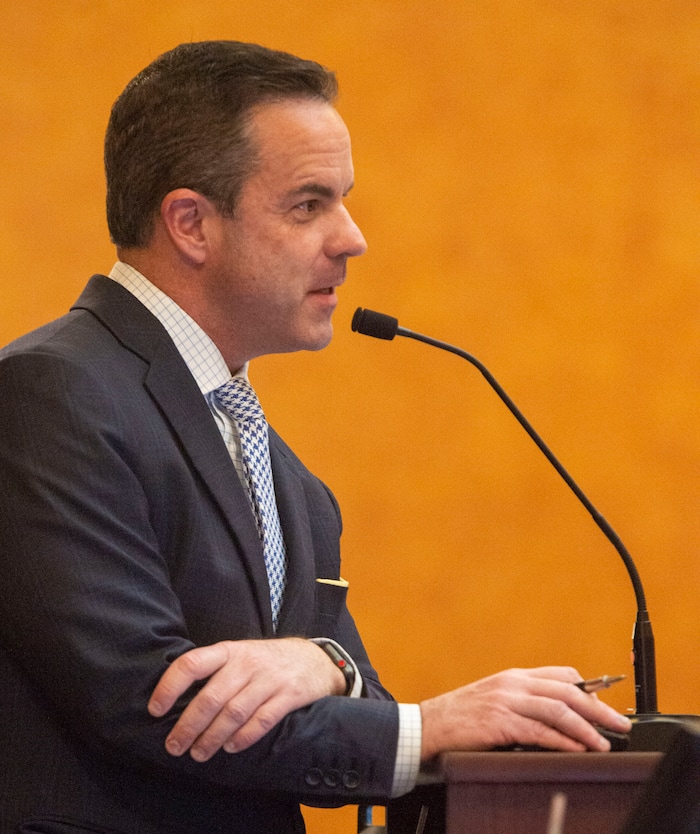 (Rick Egan  |  The Salt Lake Tribune)  Speaker of the House Brad Wilson listens to comments on a bill, late in the evening, on the final day of the 2019 legislature, Thursday, March 14, 2019. 

