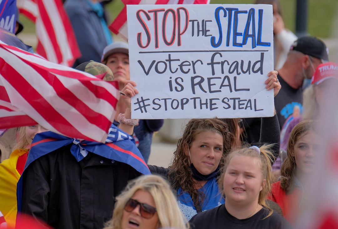 (Leah Hogsten  |  The Salt Lake Tribune) As news broke of former Vice President Joe Biden earning enough Electoral College votes to secure the presidency Saturday, Trump protesters took to the Capitol to denounce the win.