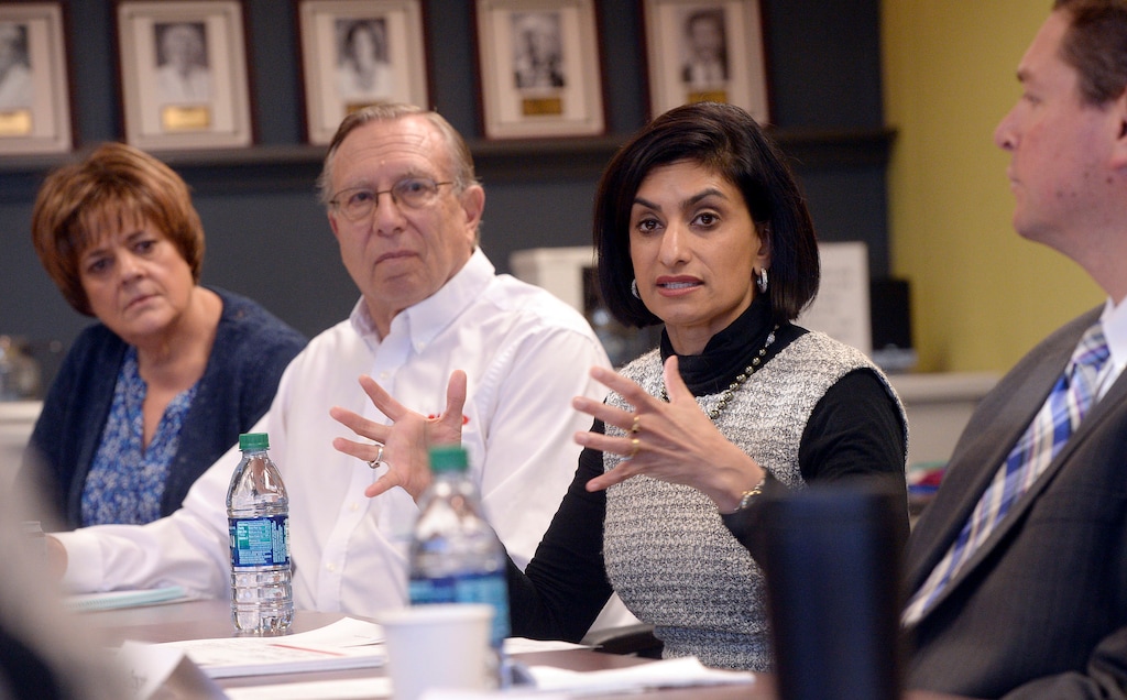 (Al Hartmann  |  The Salt Lake Tribune) 	
The administrator for the Centers for Medicare and Medicaid Services, Seema Verma, right, takes questions from seniors at AARP Utah State office in Midvale on Nov. 13.  She is in Utah for a listening session to talk about  about Medicare open enrollment, currently underway. The Trump administration issued guidance to states early Thursday that will allow them to compel people to work or prepare for jobs in order to receive Medicaid. Verma on Thursday said, "This policy is about helping people achieve the American Dream." She quoted from a speech President Lyndon Johnson gave a half-century ago, when he said that Medicaid's aim " is not only to relieve the symptoms of poverty but cure it."