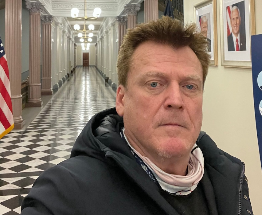 (@PatrickByrne on Twitter) Former Overstock CEO Patrick Byrne posted this selfie online of him at the White House. He now says he and others bluffed their way through security to meet uninvited with Donald Trump to urge him to fight election results.