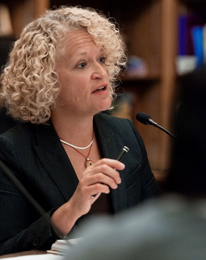 (Michael Mangum  |  Special to the Tribune)  Salt Lake Mayor Jackie Biskupski speaks during a meeting of the Salt Lake City Human Rights Commission at City Hall in Salt Lake City on Thursday, November 30, 2017.