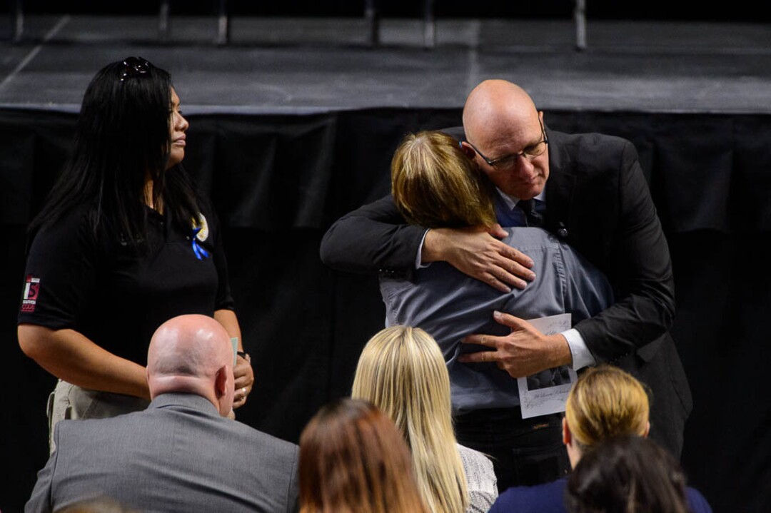 (Trent Nelson | The Salt Lake Tribune)  Funeral services for Jill Robinson, a West Valley City code-enforcement officer killed on the job last week. The service took place at the Maverik Center in West Valley City on Friday Aug. 17, 2018.