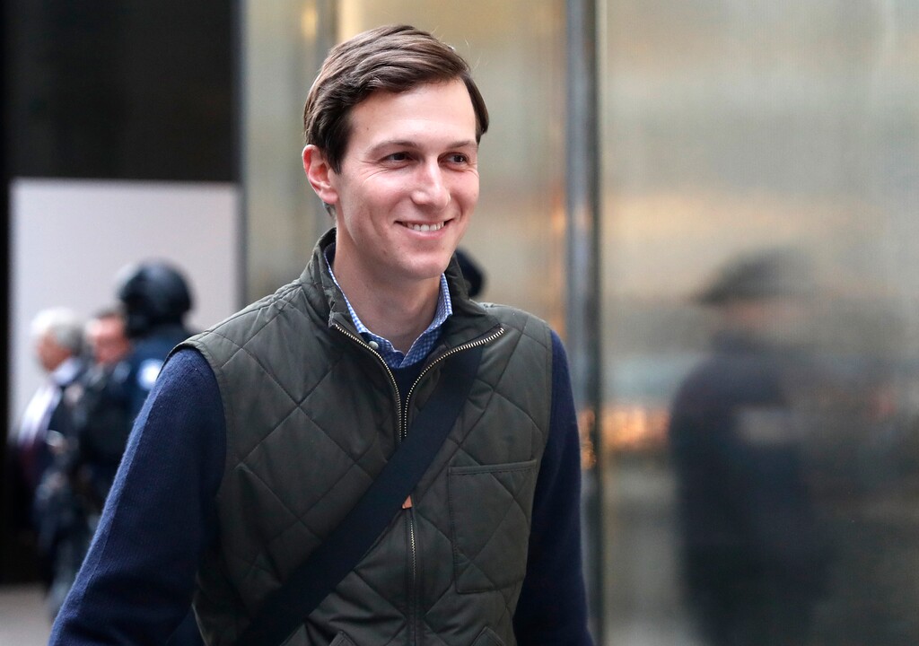 File - In this Monday, Nov. 14, 2016 file photo, Jared Kushner, son-in-law of of President-elect Donald Trump walks from Trump Tower, in New York. Kushner is taking steps to distance himself from his sprawling New York real estate business, in what is the clearest sign yet he is planning to take a position in his father-in-law's administration. Kushner, who is married to Trump's daughter Ivanka, must clear a series of hurdles before he takes any post in Washington. (AP Photo/Carolyn Kaster, File)