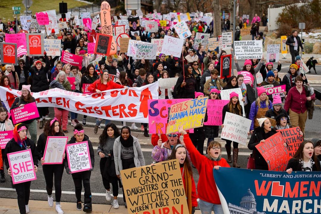 (Trent Nelson | The Salt Lake Tribune)The 2019 Women's March on Utah, sponsored by People for Unity, marches to the Utah Capitol in Salt Lake City on Saturday Jan. 19, 2019.