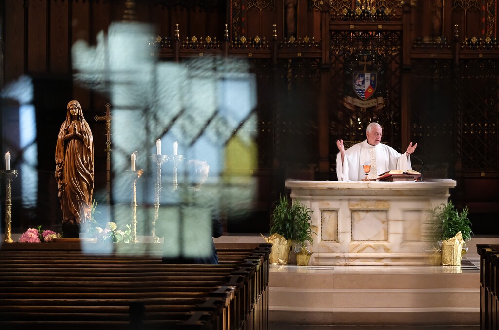 (Francisco Kjolseth  |  The Salt Lake Tribune) A daily Mass takes place the Cathedral of the Madeleine in Salt Lake City. A new survey reveals which political topics are mentioned most by clergy.