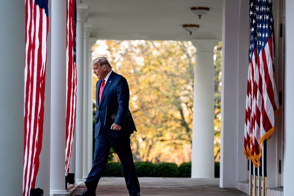 (Anna Moneymaker | New York Times file photo) President Donald Trump walks to the Rose Garden of the White House in Washington, Nov. 13, 2020. "He has spent his life gaming the system, so it’s no surprise that he can’t accept defeat," writes New York Times columnist Charles M. Blow.