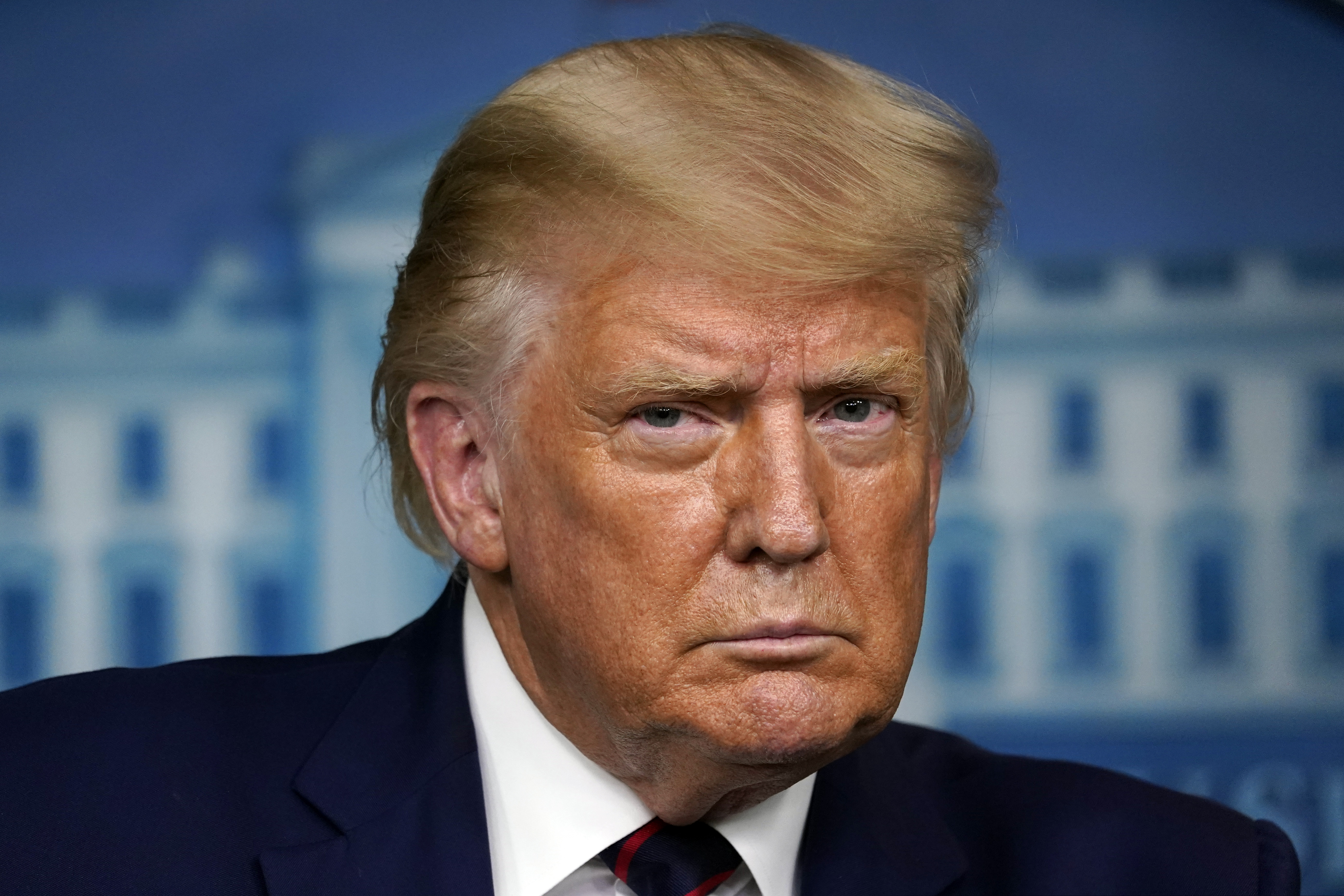 (Evan Vucci | AP)  President Donald Trump listens to a question during a news conference in the James Brady Press Briefing Room at the White House, Friday, Sept. 4, 2020, in Washington.