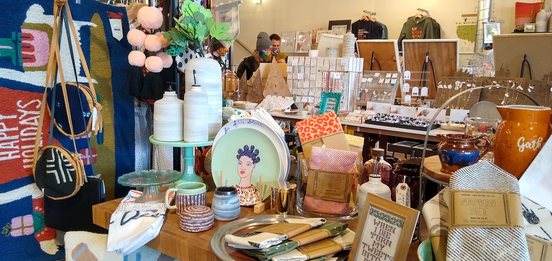 (Ander Hirschi | Special to The Tribune) Salt & Honey Market has over 150 artisans selling jewelry, home decor, artwork, fashionable masks and vintage clothing at this store, 926 E. 900 South, Salt Lake City, and its location in Fashion Place Mall,  6191 S. State Street, Murray.