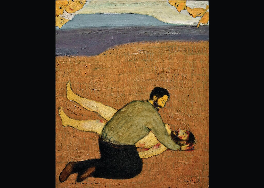(Trent Nelson  |  The Salt Lake Tribune) "Good Samaritan" by Brian Kershisnik at the BYU Museum of Art in Provo on Wednesday, Aug. 14, 2024.