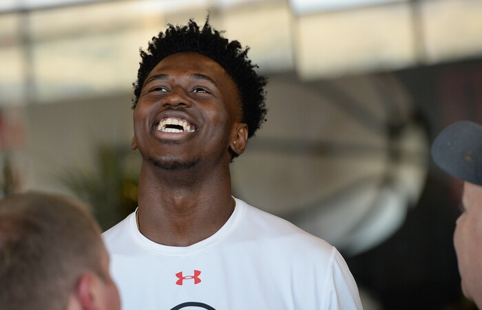 (Francisco Kjolseth  |  The Salt Lake Tribune)  Donnie Tillman speaks with the press during media day at the Ute basketball practice facility on Wed. Sept. 26, 2018.
