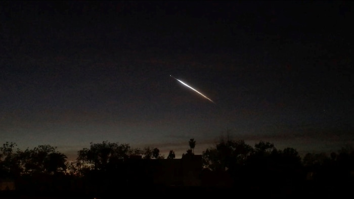 The contrail from a SpaceX Falcon 9 rocket is seen from Pasadena, Calif., about 150 miles east from its launch site in Vandenberg Air Force Base, Calif., on Friday, Dec. 22, 2017. A reused SpaceX rocket has carried 10 satellites into space from California, leaving behind it a trail of mystery and wonder. The Falcon 9 booster lifted off from coastal Vandenberg Air Force Base shortly before 5:30 p.m. Friday. It carried the latest batch of satellites for Iridium Communications. (AP Photo/John Antczak)