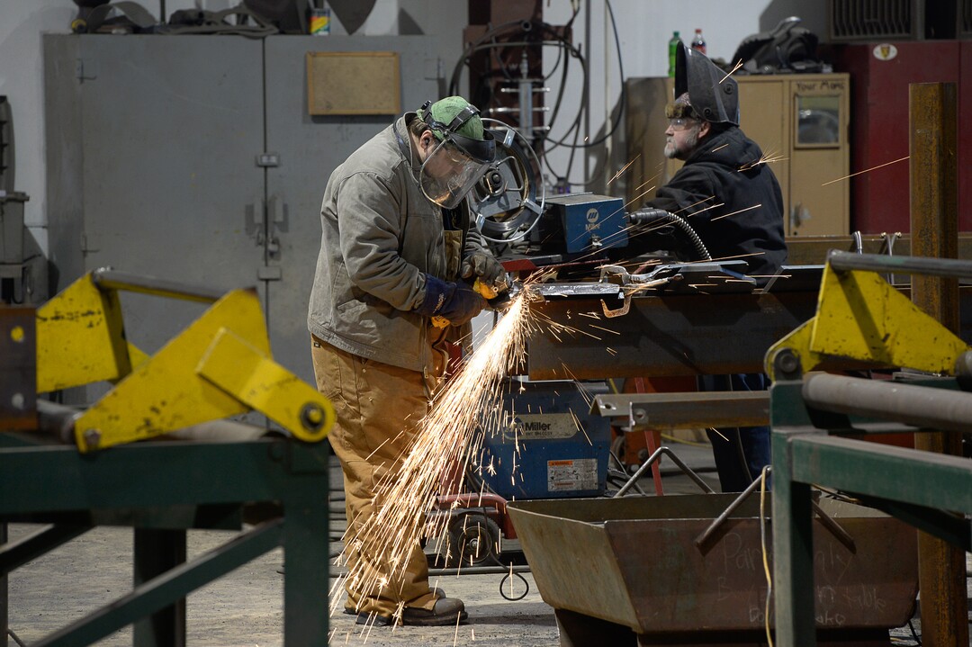 (Francisco Kjolseth  |  The Salt Lake Tribune)  Crews at Structural Steel and Plate Fabrication in North Salt Lake work on a loading station order on Friday, Dec. 28, 2018, bound for the Morton Salt plant in Grantsville, Utah. Recent metal tariffs implemented by the Trump administration though a boom for steel producers has negatively impacted metal fabrication businesses creating numerous challenges.  