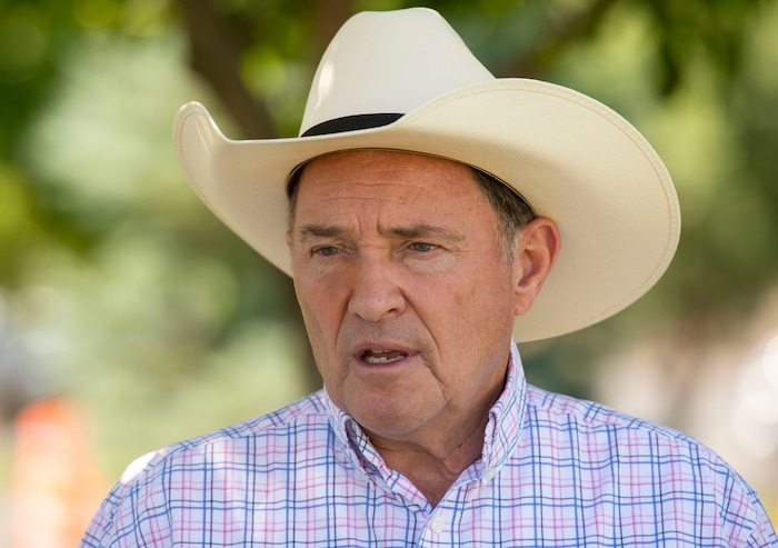 (Rick Egan  |  The Salt Lake Tribune)       Gov. Herbert answered questions during a news conference about the Days of 47 festivities, Tuesday, July 16, 2019.