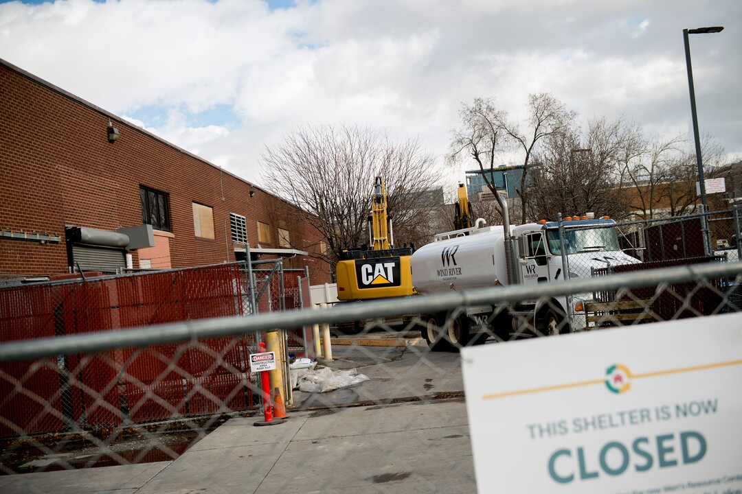 (Jeremy Harmon  |  The Salt Lake Tribune) Work crews prepare to tear down the old Road Home shelter in Salt Lake City on Monday, January 27, 2020. 