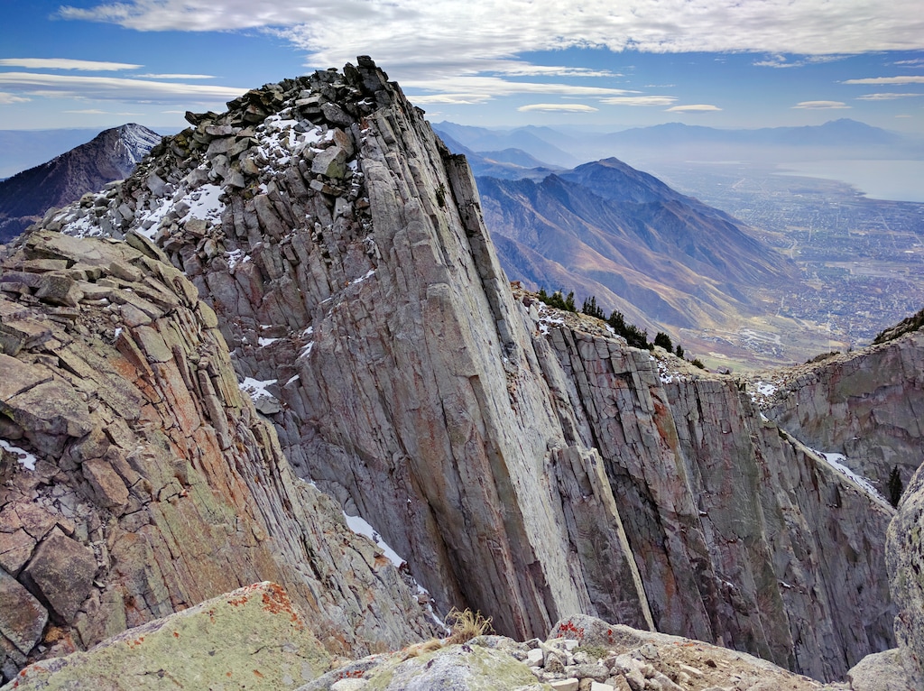 (Lennie Mahler | The Salt Lake Tribune) Clouds linger in the view from Lone Peak summit Saturday, Oct. 15, 2016.