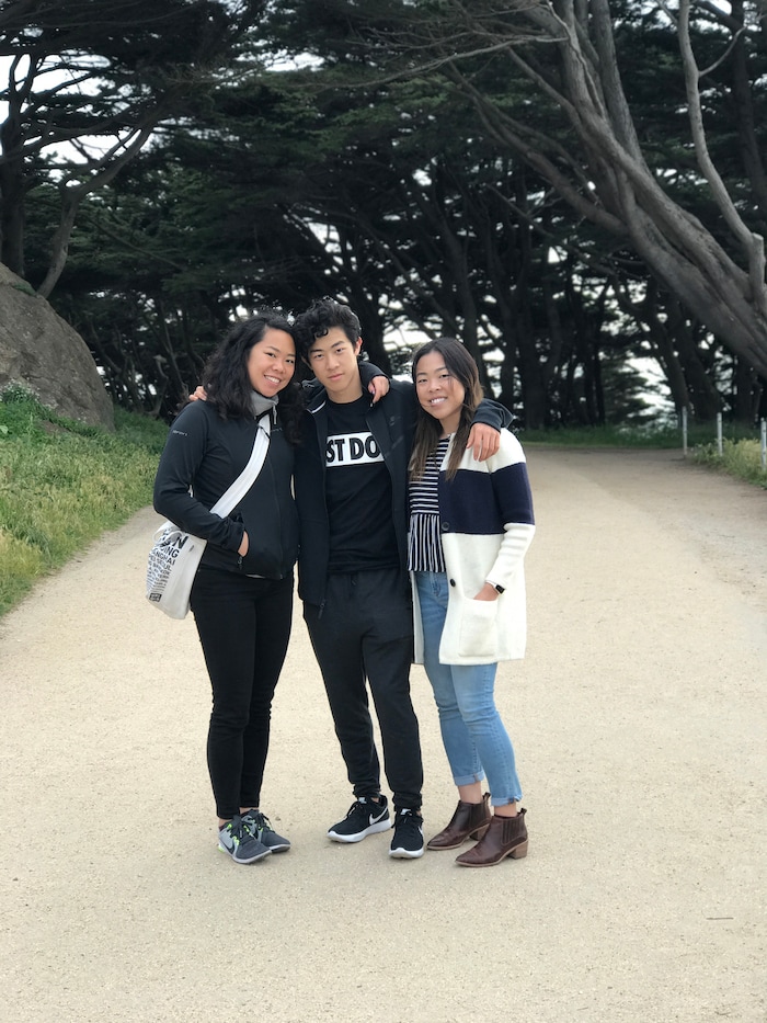 (photo courtesy Alice Chen) Nathan Chen with his older sisters, Janice, left, and Alice, right.
