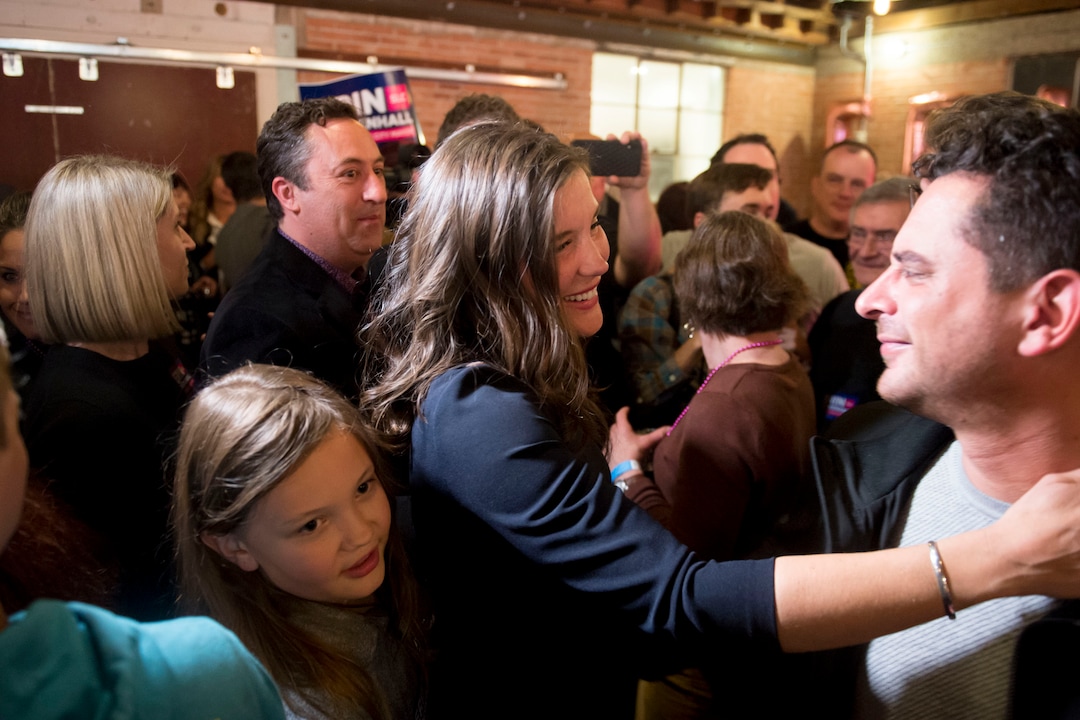 (Jeremy Harmon  |  The Salt Lake Tribune) Salt Lake City mayoral candidate Erin Mendenhall greets supporters on election night Tuesday, Nov. 5, 2019.