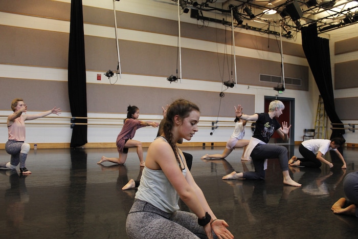 (Courtesy Molly Powers) Students at the University of Utah rehearse "in the shelter of the fold," an intimate new work by award-winning choreographer and director Doug Varone that explores the questioning inherent in faith. Doug Varone and Dancers, with Ririe-Woodbury Dance Company and the U.’s School of Dance, will perform on campus Feb. 23-24.