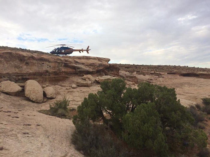(Courtesy  |  Emery County Sheriff)  A Salt Lake County woman is recovering after being wedged in and suspended for nearly 12 hours in a narrow portion of Zero Gravity Canyon in the San Rafael Desert.