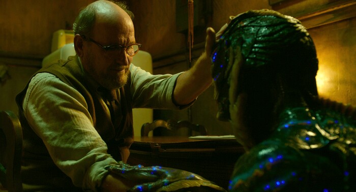 This image released by Fox Searchlight Pictures shows Richard Jenkins, left, and Doug Jones in a scene from the film "The Shape of Water." Jenkins was nominated for an Oscar for best supporting actor on Tuesday, Jan. 23, 2018. The 90th Oscars will air live on ABC on Sunday, March 4.  (Fox Searchlight Pictures via AP)