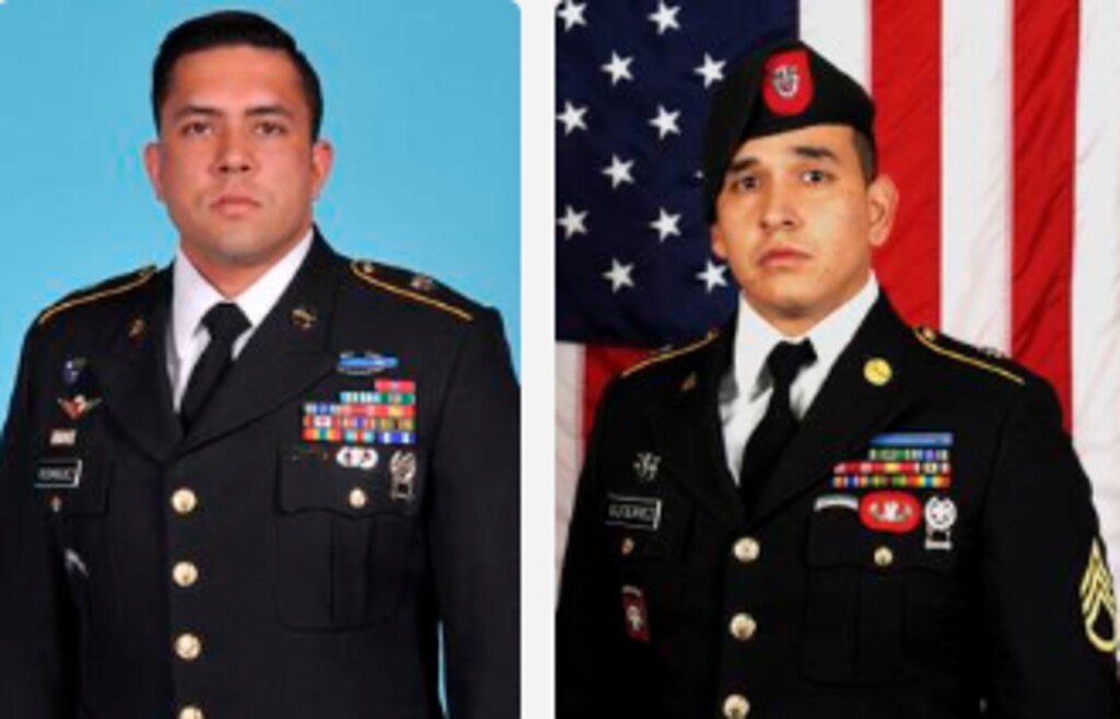 (U.S. Army Special Operations Command via AP)
Sgt. 1st Class Antonio R. Rodriguez, 28, left, of Las Cruces, New Mexico, and Sgt. 1st Class Javier J. Gutierrez, 28, of San Antonio, Texas, died Feb. 8, 2020 from wounds sustained during combat operations in Nangarhar Province, Afghanistan.