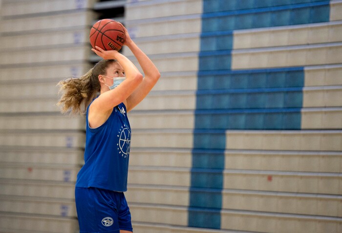 (Francisco Kjolseth  | The Salt Lake Tribune) Maggie Mendelson works on her shooting game during a recent practice. The Fremont girls basketball team is a top 15 program in the country, per MaxPreps, and is led by 3 highly recruited girls, including Mendelson.