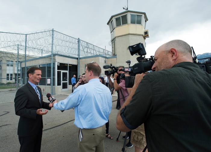 (Rick Egan  |  The Salt Lake Tribune)  Rep. Chris Stewart talks about his visit to the Utah State Prison, Wednesday, August 23, 2017.


