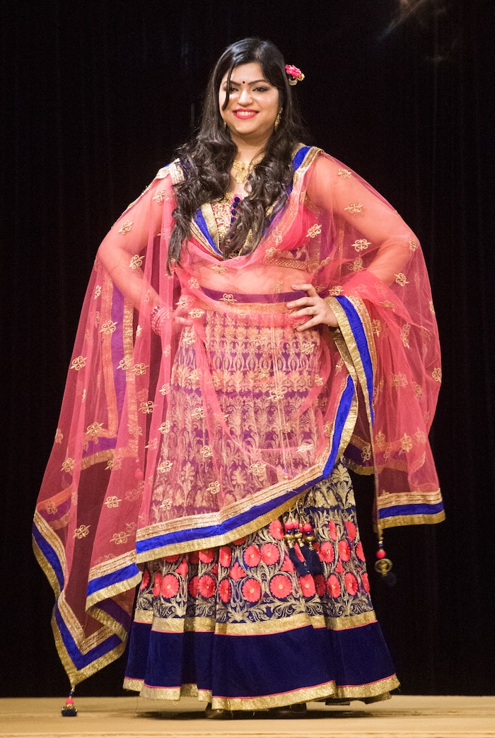 (Rick Egan  |  The Salt Lake Tribune)  Priyanka Singh, India, walks the runway, at the 8th Annual Women of the World Fashion Show. The fashion show fund is raiser for the non-profit that seeks to help refugees settle in a new culture. Wednesday, March 7, 2018.